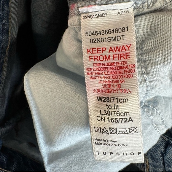 Topshop Denim Straight Jeans Destroyed Distressed Womens Size 28 - Picture 7 of 7